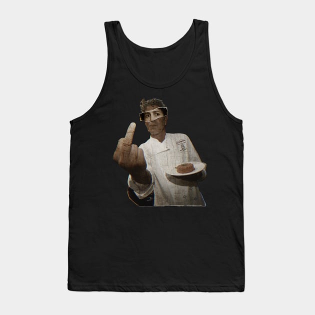 Refreshment Anthony Bourdain Middle Finger Tank Top by peterstringfellow6